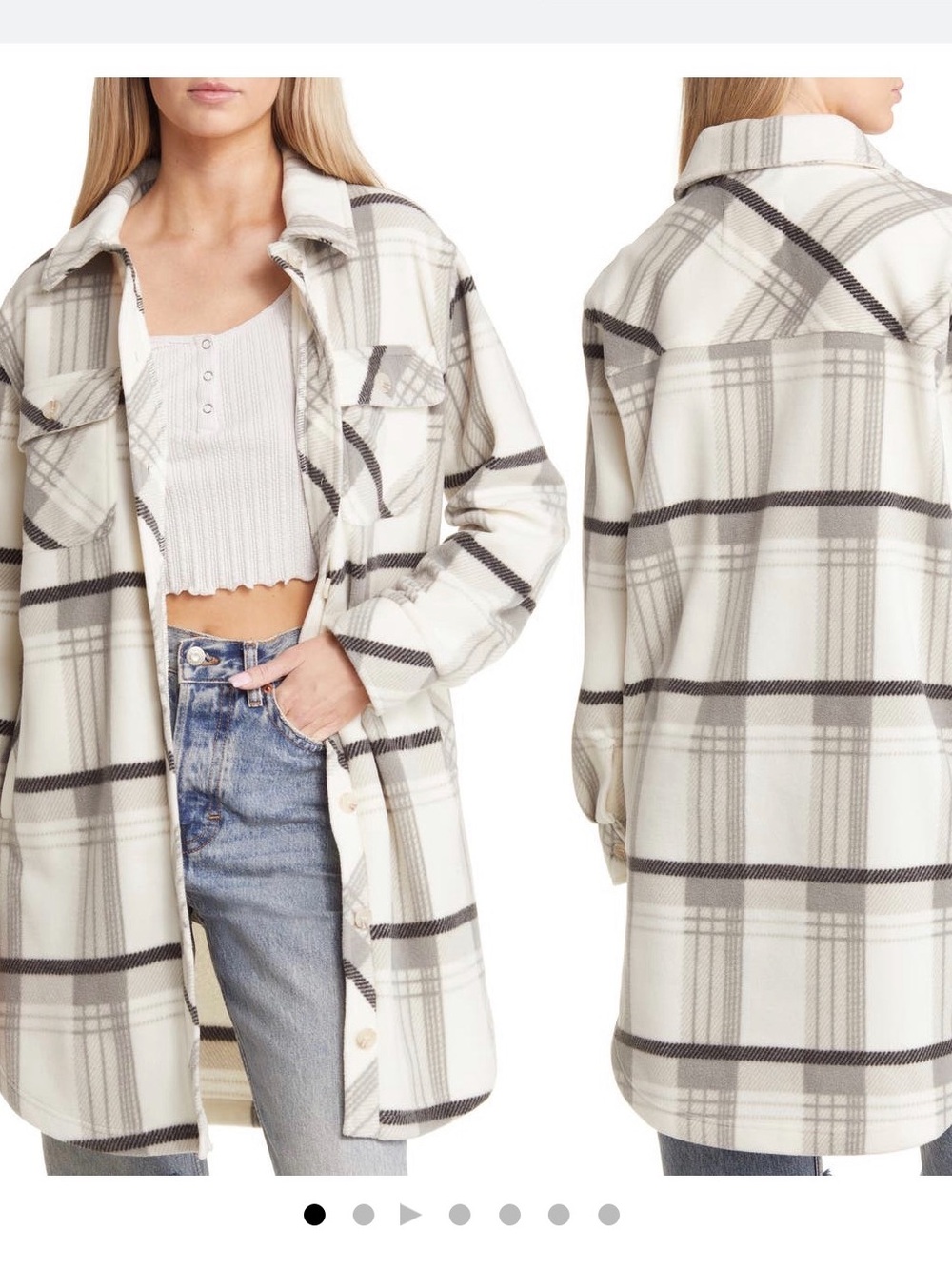 Thread & Supply Cream and Gray Plaid Shacket